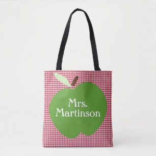 Roter karierter/grüner Apple/personalisierter Tasche