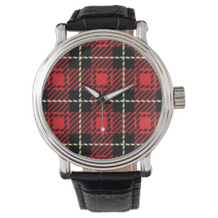 Roter karierter Hintergrund Armbanduhr