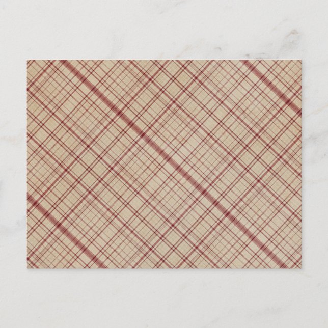 Roter Karierter Hintergrund Postkarte (Vorderseite)