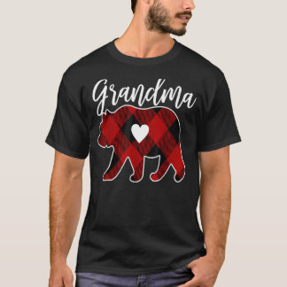 Roter Karierter Oma Bär Matching Pajama Family T-Shirt