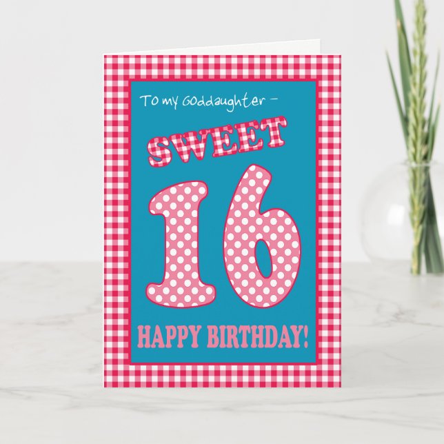 Roter Karo Polkas Sweet 16. Geburtstag, Tochter Einladung (Vorderseite)