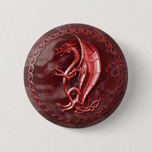 Roter keltischer Drache-Knopf Button