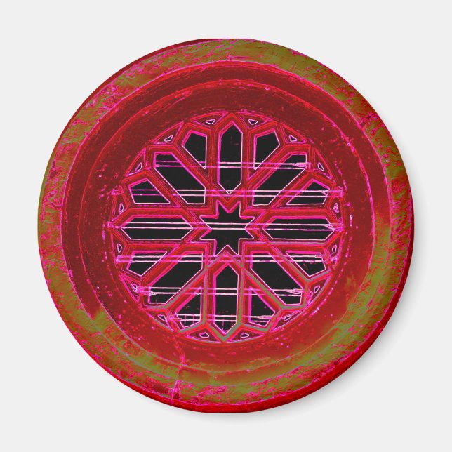 roter Kirchenfenstermagnet Magnet (Vorne)