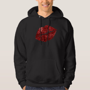Roter Kissenstift Glitzer, Lips Kiss Red Lips V Hoodie