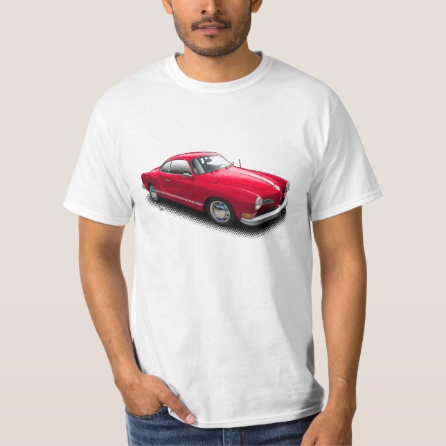 Roter klassischer Deutscher Ghia auf weißem T - T-Shirt (Vorderseite)
