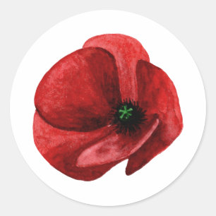 Roter Klatschmohn Wildblumen-Umschlag-Siegel-Aufkl Runder Aufkleber