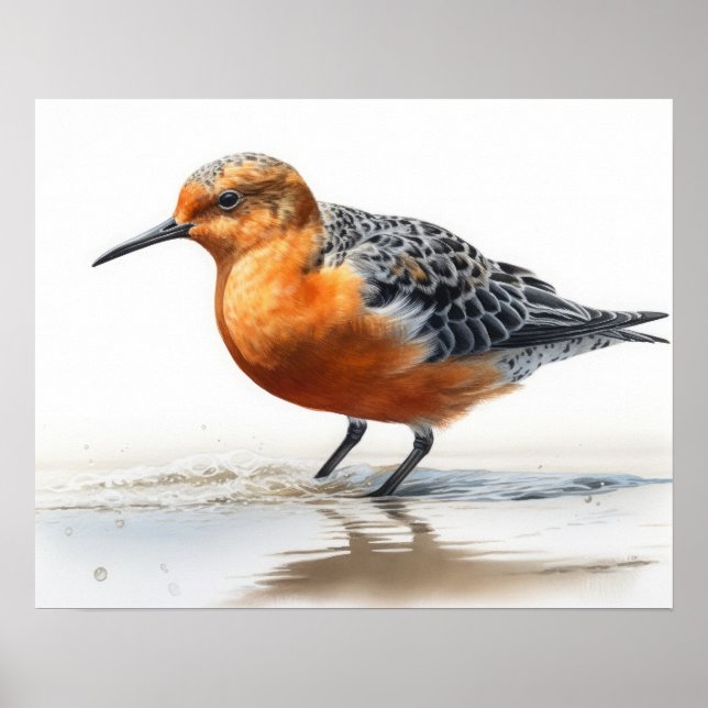 Roter Knott-Vogel-Kunst-Druckposter Poster (Vorne)