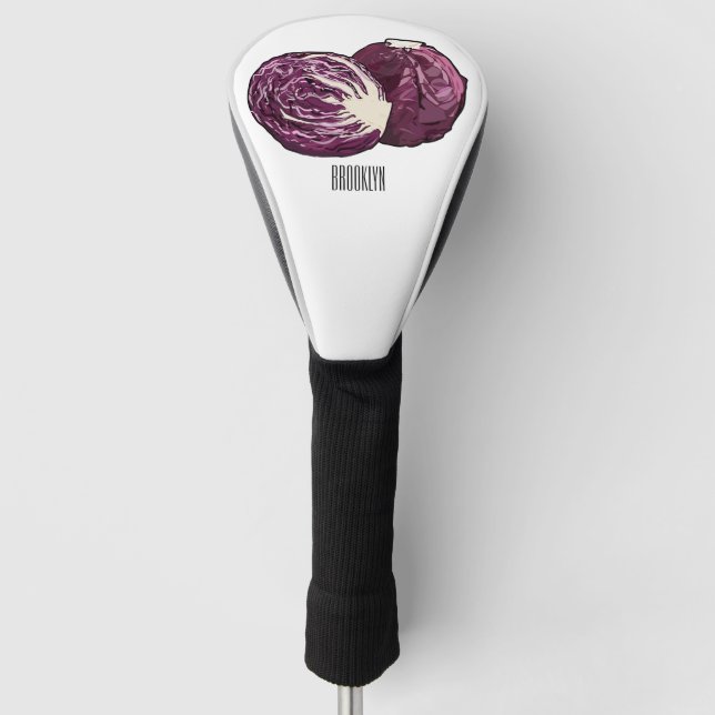 Roter Kohl Cartoon Abbildung Golf Headcover (Vorderseite)