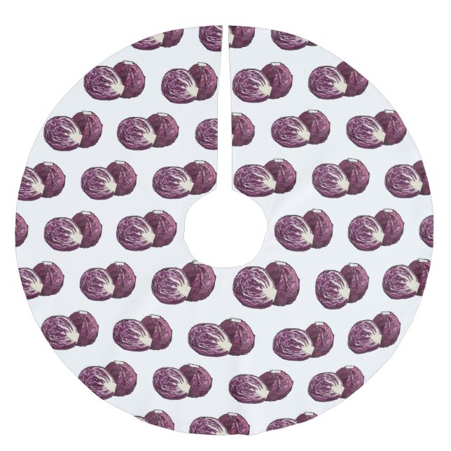 Roter Kohl Cartoon Abbildung Polyester Weihnachtsbaumdecke (Vorderseite)