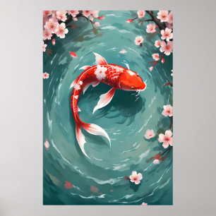 Roter Koi-Fisch Vintage-inspirierte japanische Kun Poster