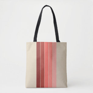 Roter Korallenrosa Beige Streifen Tasche