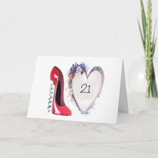 Roter Korkenzieher Stiletto Schuhe und Blumenkohl Karte