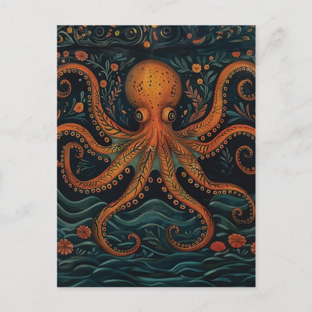 Roter Krake Postkarte (Vorderseite)