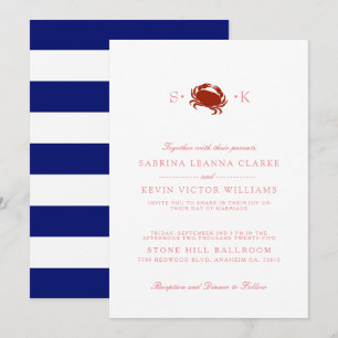 Roter Krebs Blue Stripes Hochzeitseinladung Einladung