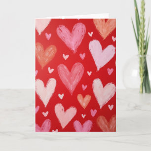 Roter Kreide-Herzen Valentinstagskarte Karte