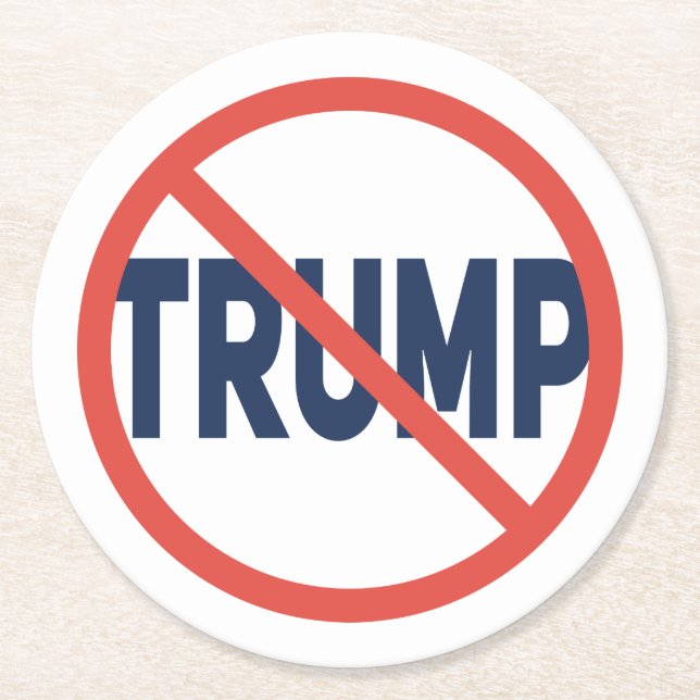 Roter Kreis kein Zeichen für eine antiTrump-politi Runder Pappuntersetzer (Vorderseite)