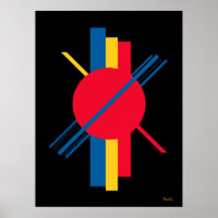 Roter Kreis mit Blau und Gelb Bars Bauhaus