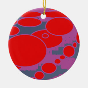 Roter Kreis und dunkelblaue lila abstrakte Kunst Keramikornament