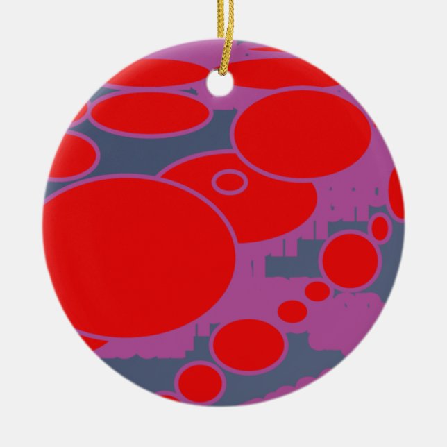 Roter Kreis und dunkelblaue lila abstrakte Kunst Keramikornament (Vorne)