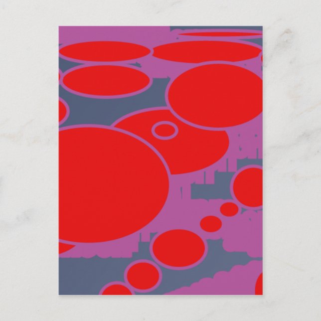 Roter Kreis und dunkelblaue lila abstrakte Kunst Postkarte (Vorderseite)