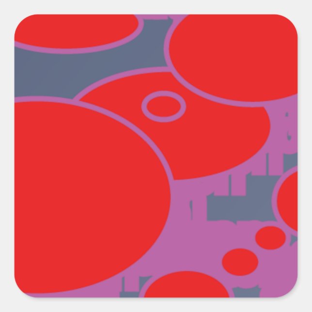 Roter Kreis und dunkelblaue lila abstrakte Kunst Quadratischer Aufkleber (Vorderseite)