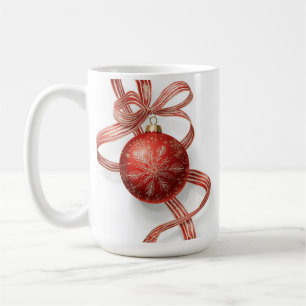 Roter Kugelschmuck Gold Schneeflocke Band Kaffeetasse