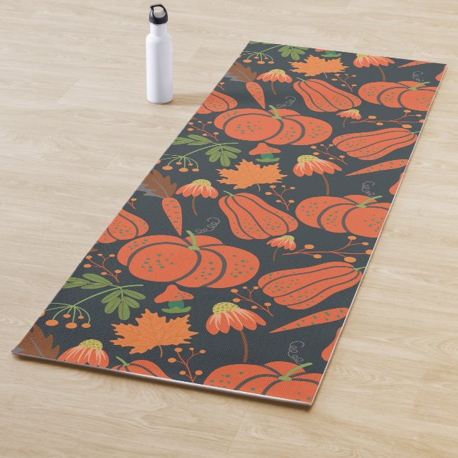 Roter Kürbis nahtlos Muster und Karotten Yogamatte (Beispiel)