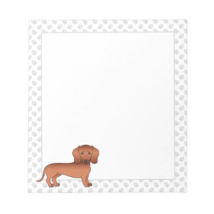 Roter Kurzhaar-Dachshund-Cartoon-Hund & Pfoten Notizblock