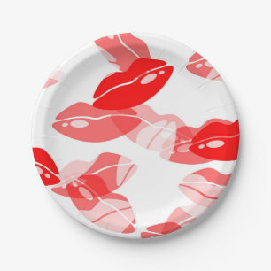 Roter Kuss-Liebe-Lippenentwurf Pappteller