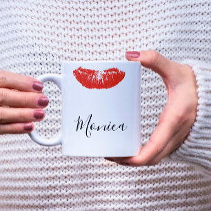 Roter Kuss Lippen Lippenstift Personalisierte Tass Kaffeetasse