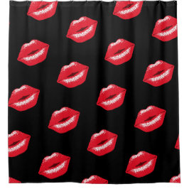 roter Kussmund Lippenstiftabdruck Duschvorhang
