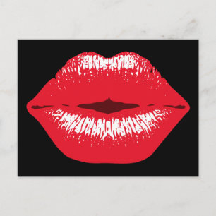 Roter Kussmund Lippenstiftabdruck Grußkarte Postkarte