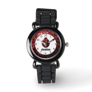 Roter Ladybug Ladybird Glitzern Individuelle Name  Armbanduhr