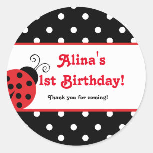 Roter Ladybug Polka Dot Gastgeschenk Aufkleber
