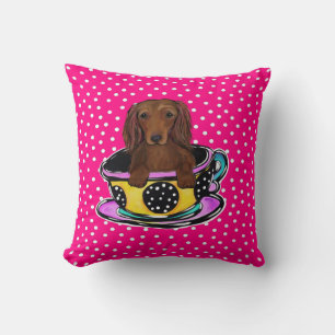 Roter Langhaar-Dachshund Kissen