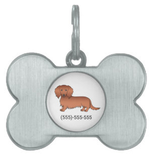 Roter Langhaar-Dachshund Süßer Cartoon-Hund & Zahl Tiermarke