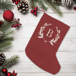 Roter Laurel Wreath Monogram Kleiner Weihnachtsstrumpf