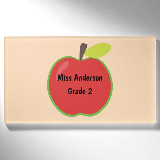 Roter Lehrer-Namen-Grad Apples kundenspezifischer Namenschild (Vorderseite)