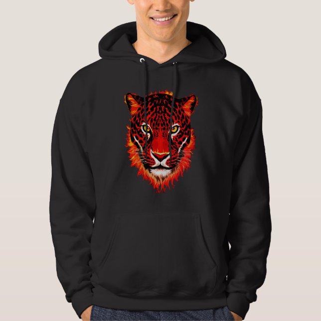 Roter Leopard-Kopf Hoodie (Vorderseite)