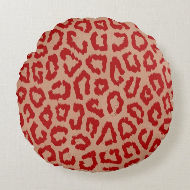 Roter Leopard Rundes Kissen (Vorderseite)