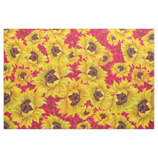 roter Leopard und gelbes Sonnenblumegewebe Stoff