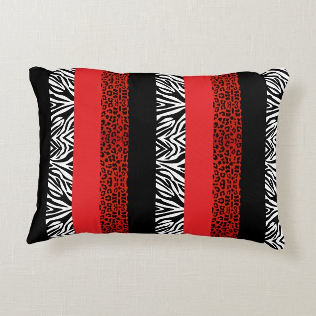Roter Leopard-und Zebra-kundenspezifischer Dekokissen (Rückseite)