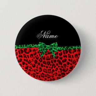 Roter Leopardenbogen mit personalisiertem Namen Button