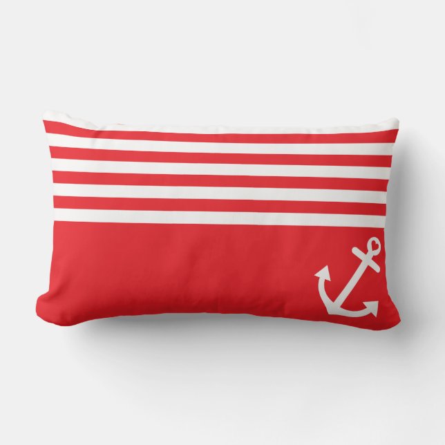 Roter Liebe-Anker nautisch Lendenkissen (Vorderseite)