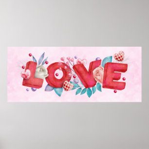 Roter Liebe Text in Fettfarbe Schriftart Farbe Poster