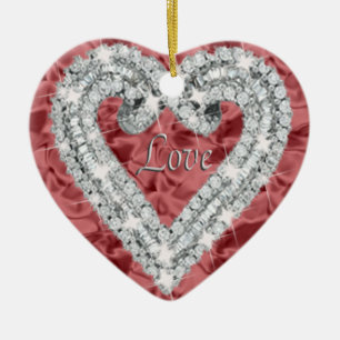 Roter Liebes-Diamant-Herz-Schmuck Keramikornament