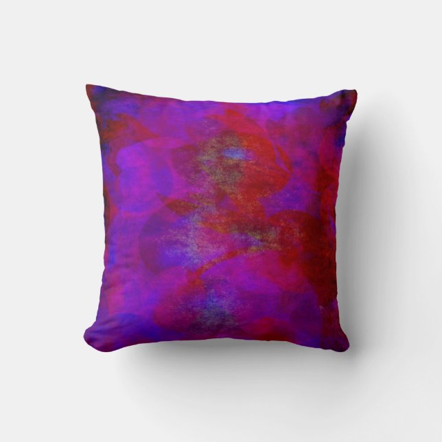 Roter lila Hintergrundwatercolor-abstrakter Kissen (Vorderseite)