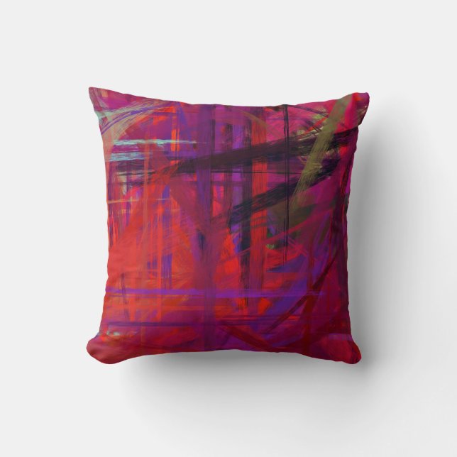 Roter Lila Orange Fine Art Painting Style Kissen (Vorderseite)