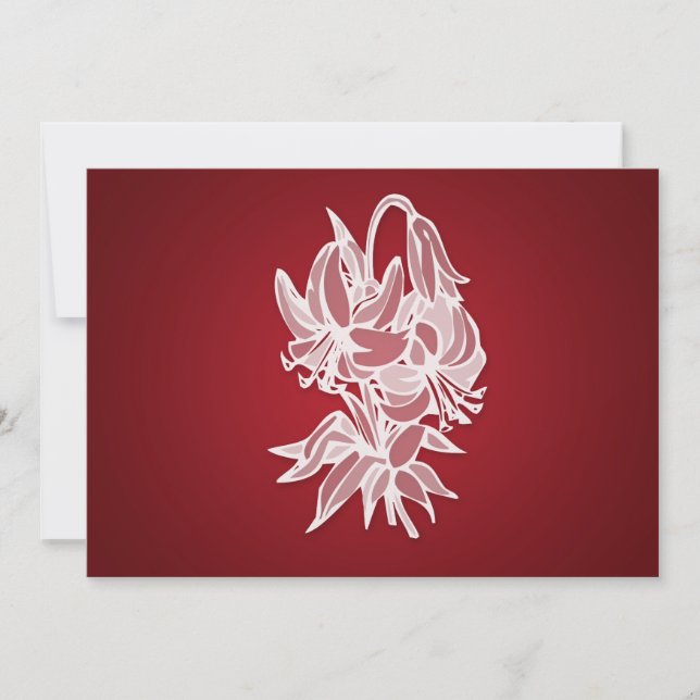 Roter Lilien-Blumenstrauß-elegantes Brautparty Einladung (Vorderseite)