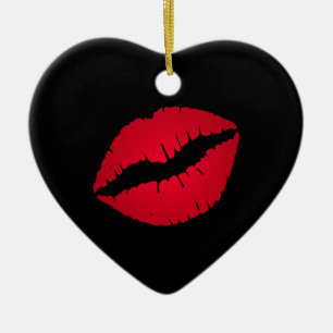 Roter Lippen Schmuck Keramik Ornament